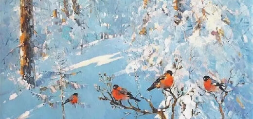 Февраль в снегу и снегири на ветках